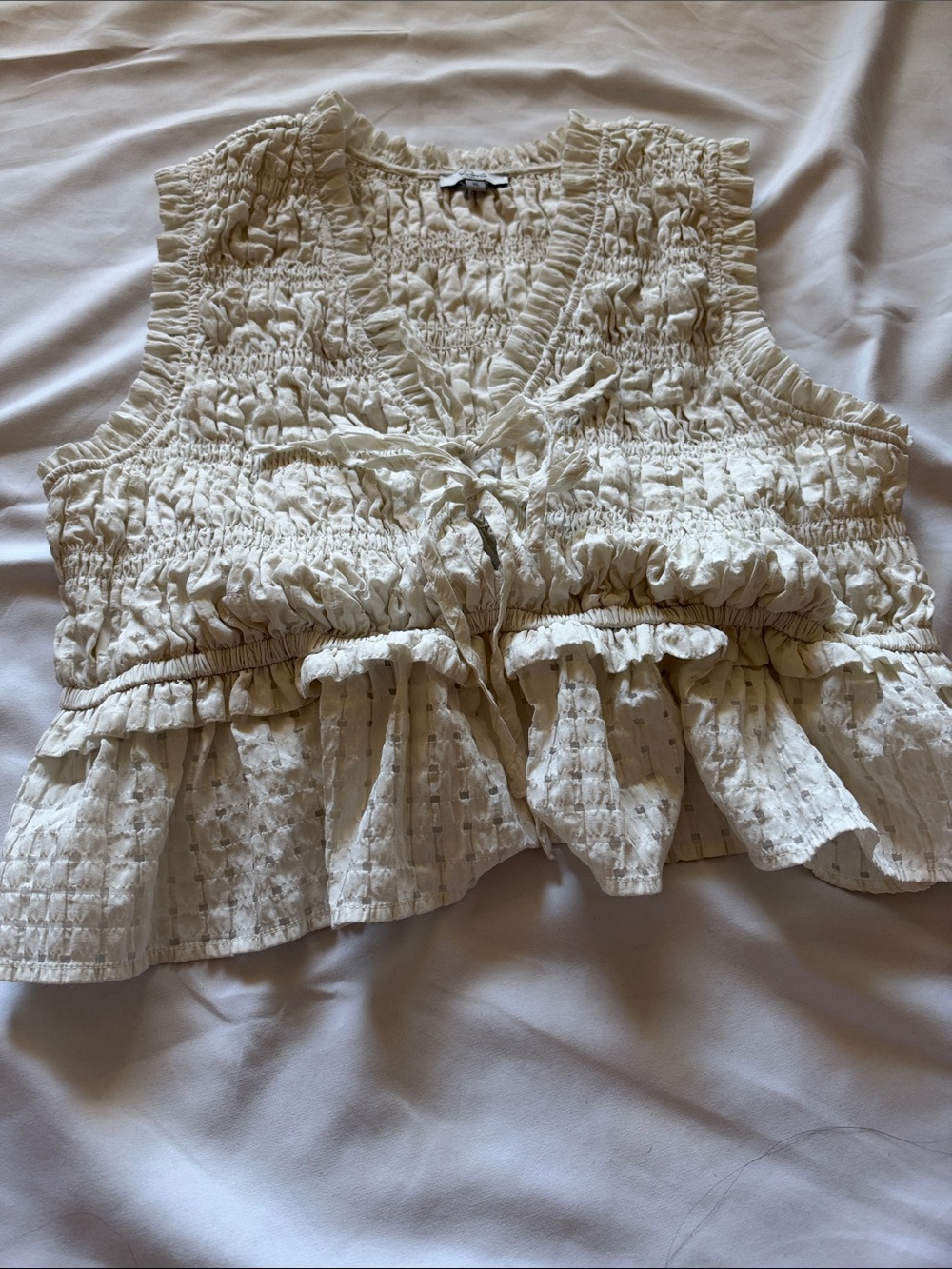 Rails Ruffled Sleeveless Peasant Top - Cream